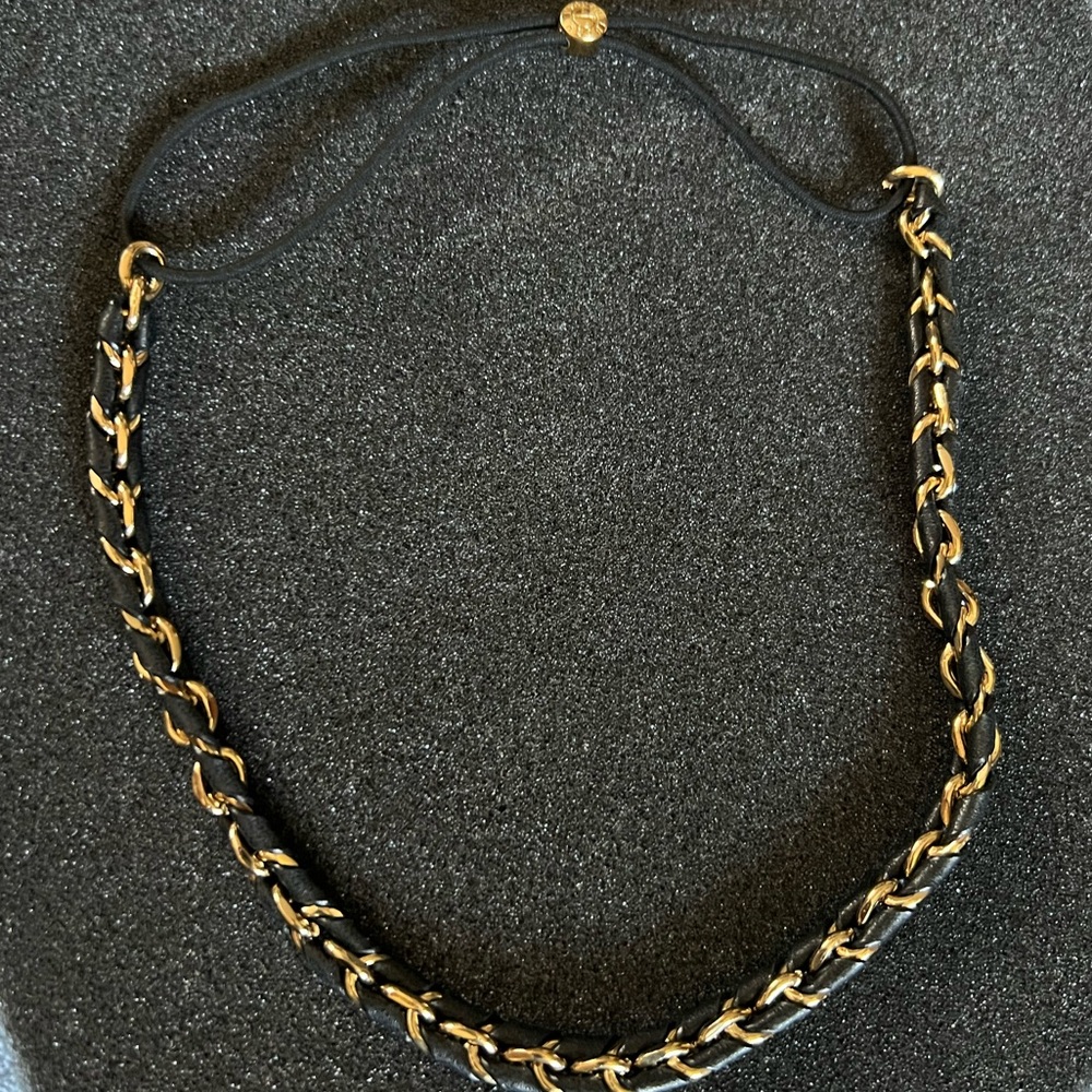 Henri Bendel Black Leather Gold Headband